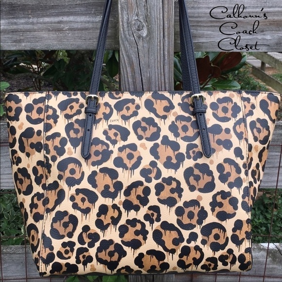 Coach Wild Beast Cheetah Animal Print Turnlock Tote - Picture 2 of 3